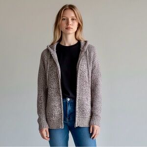 Roots - Zip Up Knit Sweater Hoodie